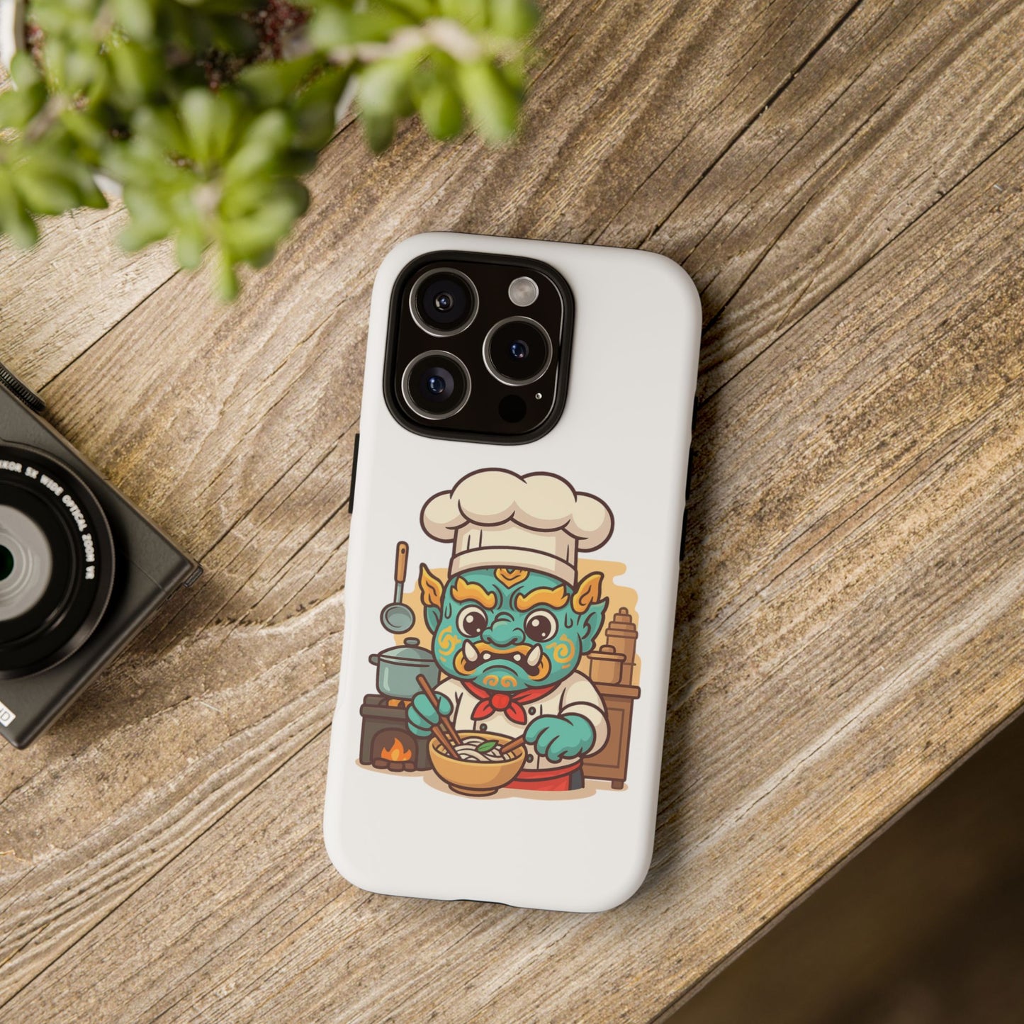 Yeak Chef Phone Case, Tough Khmer Cover, Num Banh Chok Art, Cute Monster Chef Phone Case - Adorable Cooking Gift